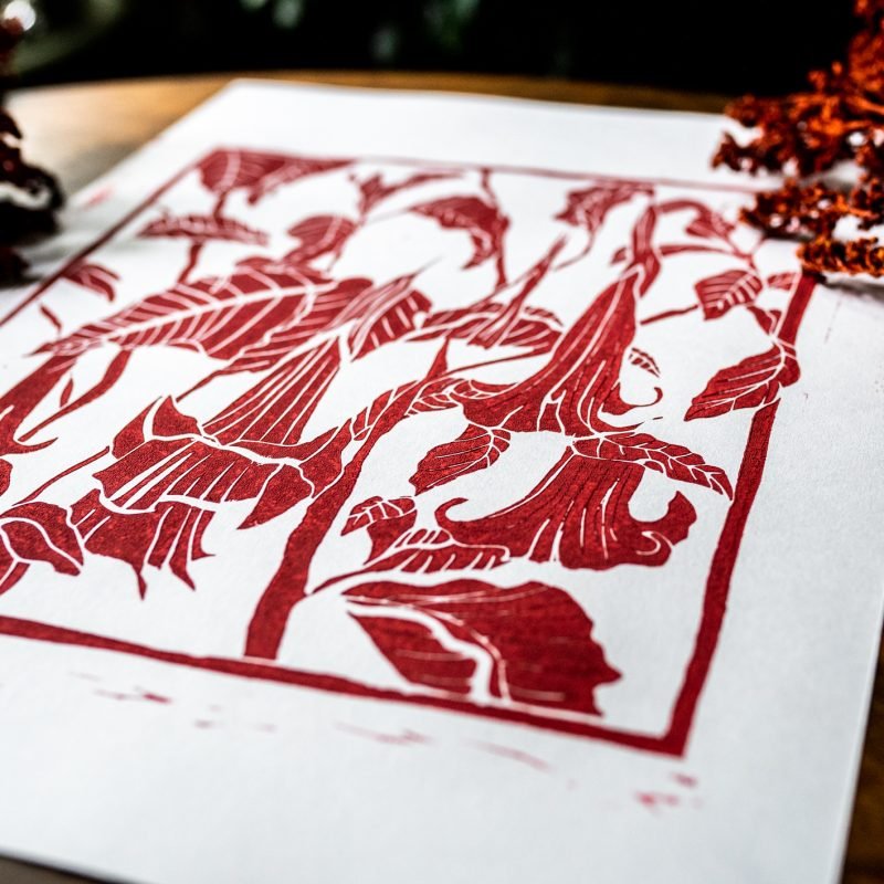 Brugmansia - Trompette des anges - Linogravure – Image 6