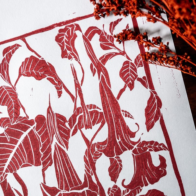 Brugmansia - Trompette des anges - Linogravure – Image 7