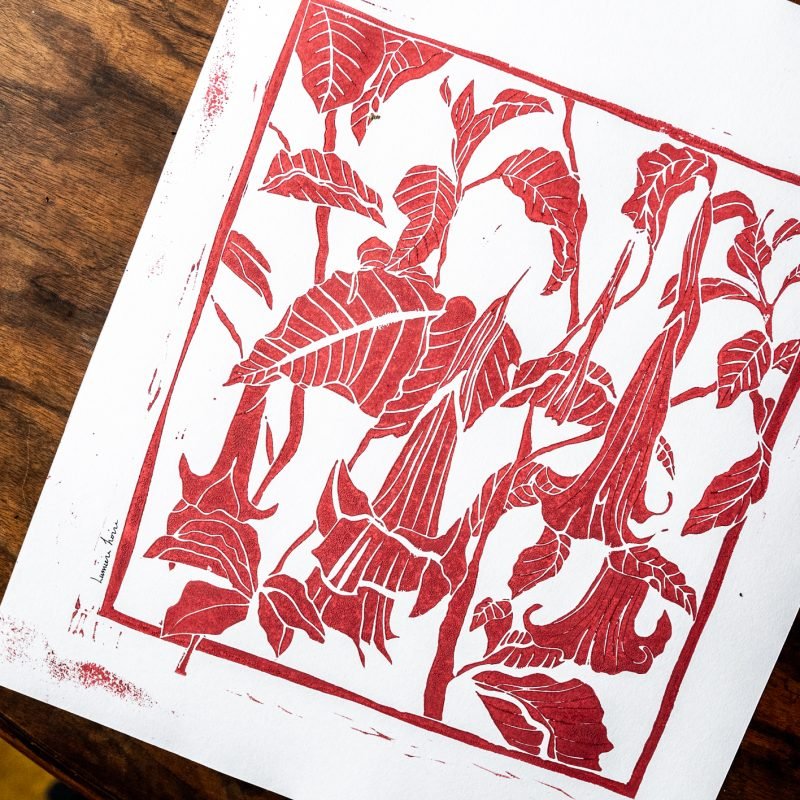Brugmansia - Trompette des anges - Linogravure – Image 3