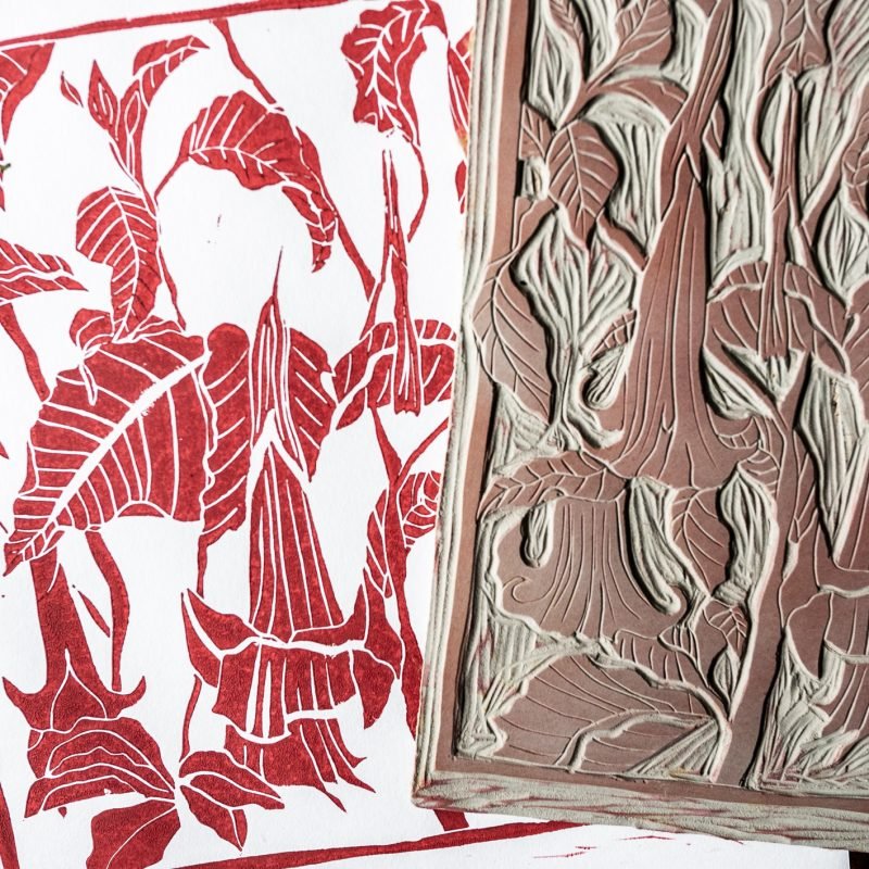 Brugmansia - Trompette des anges - Linogravure – Image 5