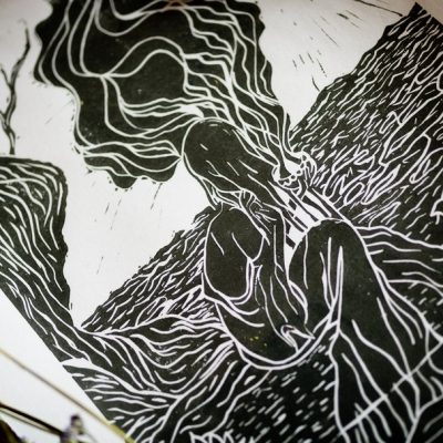 La sorcière de l'eau - Linogravure
