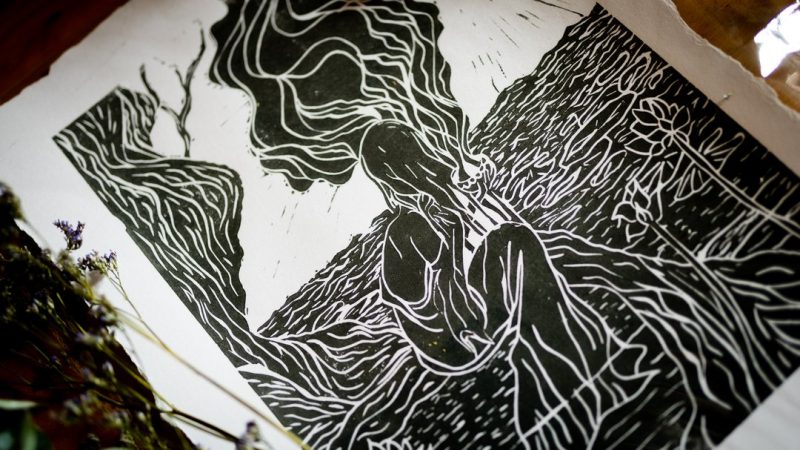 La sorcière de l'eau - Linogravure