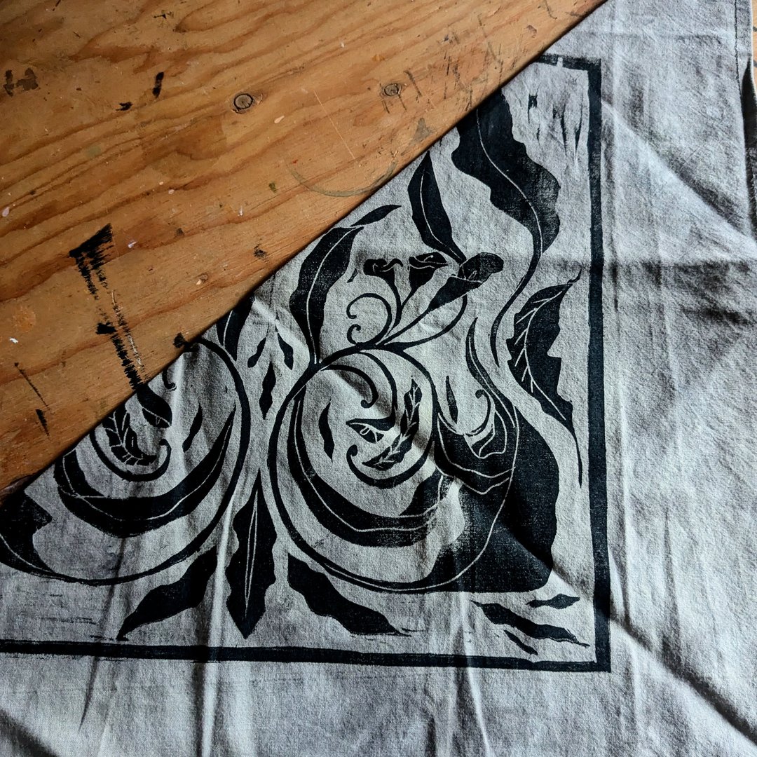 Bandana - Linocut botanical print - Image 13