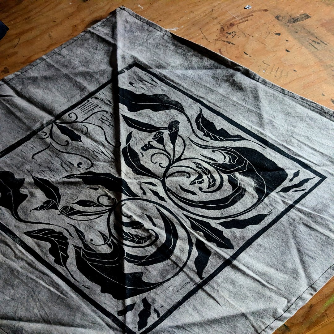 Bandana - Linocut botanical print - Image 12