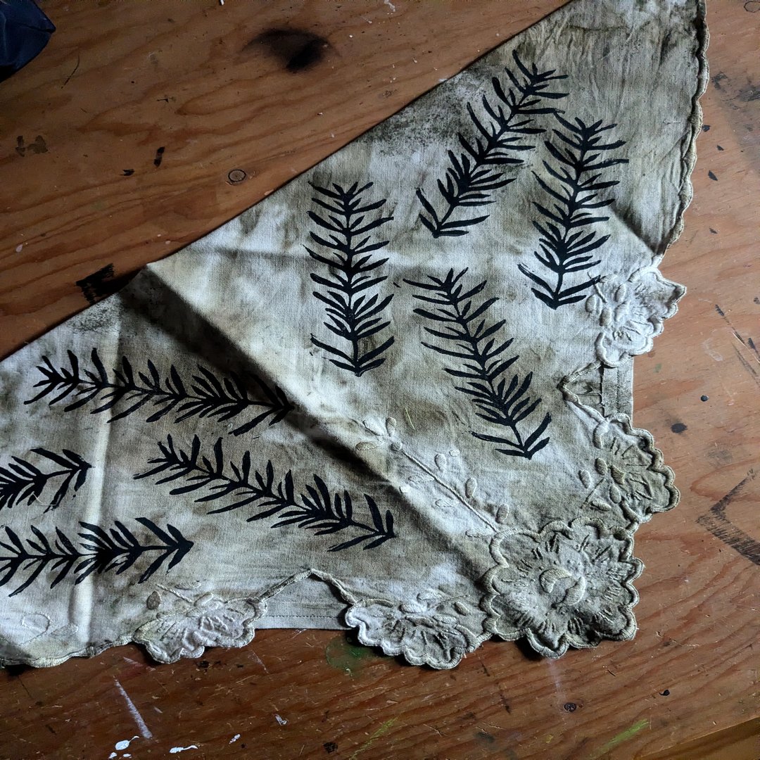 Bandana - Linocut botanical print - Image 8