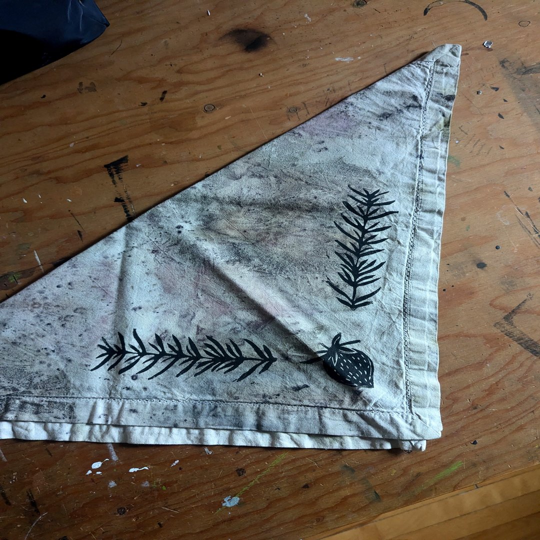 Bandana - Linocut botanical print - Image 5