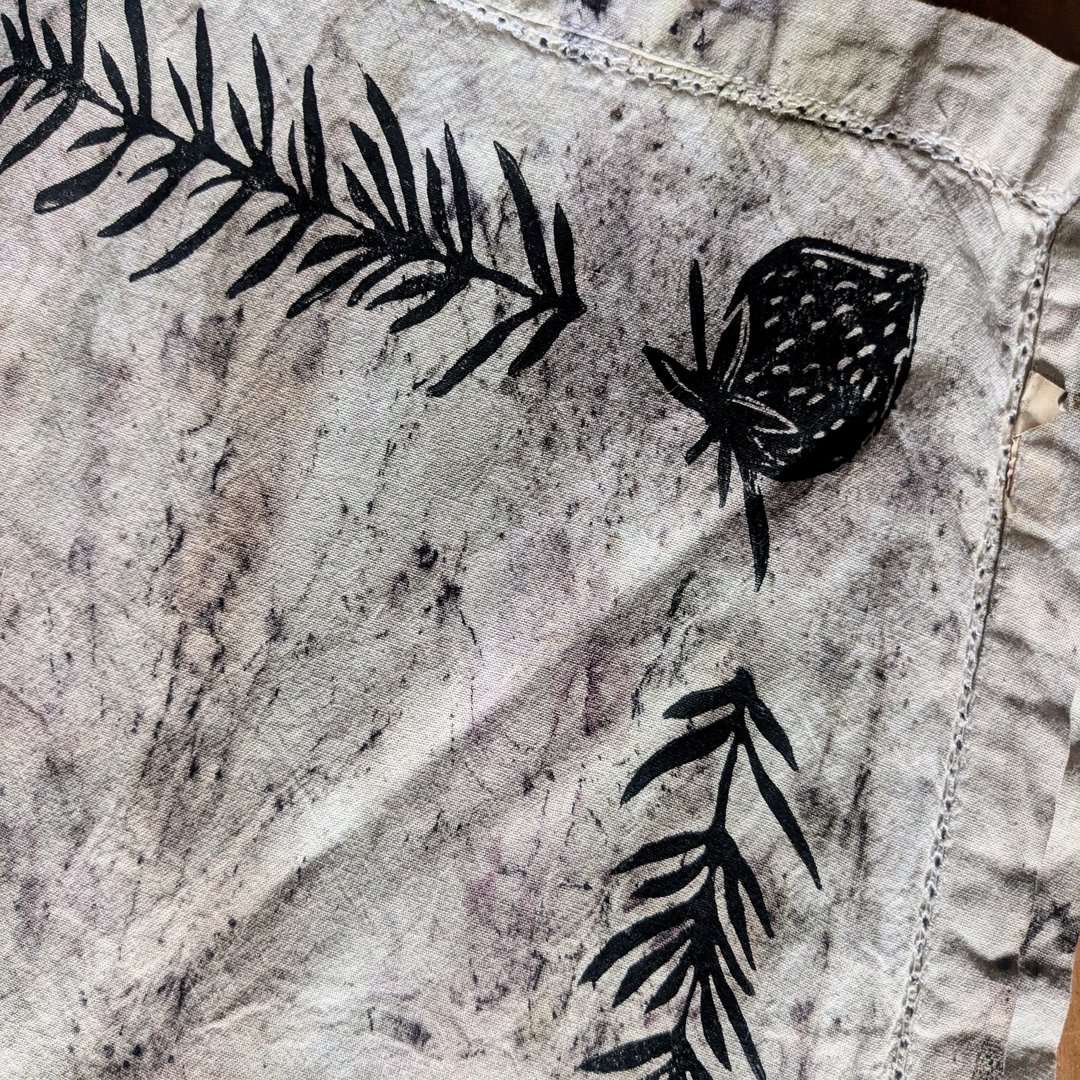 Bandana - Linocut botanical print - Image 4