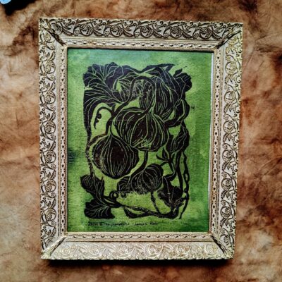 Green pumpkins - Linocut printing