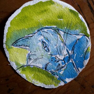 Oeuvre originale Portrait de Yoko Ohno «Vert & Bleue»